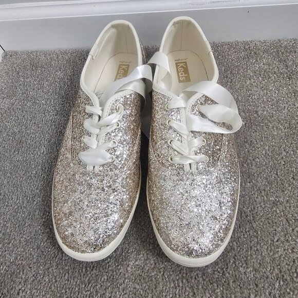 Kate Spade x Keds Glitter Sneakers – Satin Laces – Size 9.5D - Picture 1 of 6